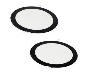 Jandei - Pack 2x Downlight LED 18W Redondo, Empotrable, 1440 Lum, Interior IP20, Marco Acabado Negro, Hueco Corte Ø 200-Ø 205 mm, Extraplano 13mm, Transformador Incluido (Blanco Neutro 4200k)