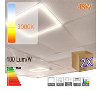 Jandei - Pack 2x Marco Luminoso Led 48W, Panel Falso Techo 60x60. A elegir entre Luz Blanca Fría, Natural, Cálida o Tricolor. Warm light 3000k
