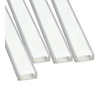 Jandei - Pack 4x Perfiles Aluminio Gris 1 Metro Forma U para Colocación en Superficie de Tiras LED, Difusor Redondeado Semitransparente. Incluye Tapas Finales y Clips Montaje
