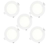 Jandei - Pack 5 x Downlight LED, Panel Extraplano Redondo, Iluminación 9W, Interior Para Oficina, Pasillos, Casa, Taller (Blanco cálido 3000K), Fuente De Alimentación Incluida. Ahorro de energía.