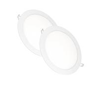 Jandei - Pack x 2 Downlights LED Empotrable Redondo, 18W, 1500 Lúmenes, Extraplano 13 mm, Orificio de Montaje Ø200-205 mm, Blanco Frío 6000K con Transformadores Incluidos
