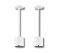 Jandei - Pack x 2 Lámparas de mesa LED de metal, Táctil, Recargable, 3 tonos de luz regulable 2000mAh, Sin Cable. Perfecta para Salón, Dormitorio, Escritorio, cenas al aire libre, eventos. (Blanco)