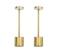 Jandei - Pack x 2 Lámparas de mesa LED de metal, Táctil, Recargable, 3 tonos de luz regulable 2000mAh, Sin Cable. Perfecta para Salón, Dormitorio, Escritorio, cenas al aire libre, eventos. (Dorado)