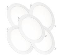 Jandei - Pack x 5 Downlights LED Empotrable Redondo, 18W, 1500 Lúmenes, Extraplano 13 mm, Orificio de Montaje Ø200-205 mm, con Transformadores Incluidos (Blanco Cálido 3000k)