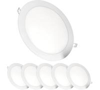 Jandei - Pack x 6 Downlights LED Empotrable Redondo, 18W, 1500 Lúmenes, Extraplano 13 mm, Orificio de Montaje Ø200-205 mm, Blanco Frío 6000K con Transformadores Incluidos