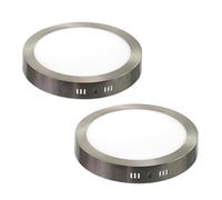 Jandei - Pack x2 Downlight Plafón LED 12W Redondo De Superficie, Ø 175 milímetros, Luz Blanca Neutra 4200K,960 Lúmenes, Aro Color Acero. Perfecto para Iluminar Oficinas, Salones, Cocinas