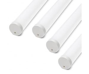 Jandei - Pack x4 Perfiles Aluminio 1 Metro para Instalar Tiras LED Colgantes o en Superficie, Tubo para Luces Led, Cubierta Translúcida (Ø 31,7mm). Incluye Tapas Finales y Tornillos