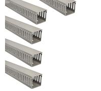Jandei - Pack x5 Canaleta Ranurada para Cables, Organizador de Escritorio Cubierta de PVC. Color Gris. Longitud 40 cm (60x60mm)