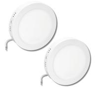 Jandei - Packs 2 x Downlight LED 12W de Superficie, Redondo, Aro de Aluminio Color Blanco Mate. Para hogar, Oficina, Tienda, Casa. Ahorro energético. (Blanco Neutro 4200K)