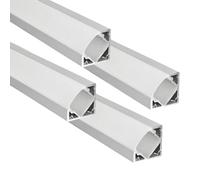 Jandei - Packs de Perfiles Aluminio en Tramos de 1 Metro, Forma en V para Instalación de Tira LED en Esquinas a 90º, Difusor Semitransparente. Incluye Tapas y Clips Montaje (Gris, 4 Unidades)