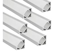 Jandei - Packs de Perfiles Aluminio en Tramos de 1 Metro, Forma en V para Instalación de Tira LED en Esquinas a 90º, Difusor Semitransparente. Incluye Tapas y Clips Montaje (Gris, 6 Unidades)