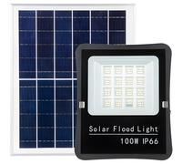 Jandei - Proyector Solar LED 100W con Panel Separado, Batería de Litio 10000mAh, 1000 Lúmenes, IP67, Modos Automáticos y Mando a Distancia para Exteriores