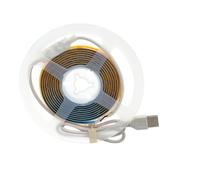 Jandei - Tira Led COB 5V 8W con Conexión USB e Interruptor - Regulador. Cortable y Adhesiva, IP20 para Iluminación y Decoración Interior - Ancho 8mm x 2m Largo (Luz Cálida 3000k)