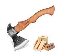 Japaknives Hacha - Hacha vikinga para Partir leña, forjada a Mano - 38 cm | Mango ergonómico de madera de palisandro, hacha de acampada para supervivencia, ideal para regalo