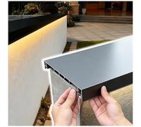 Jardín Patio Tapa De Remate De Pared Con Canales De Tira De Luz, Placa De Revestimiento De Paredes De Ladrillo De Parapeto Perfiles De Aluminio Cortable(Fit 130-216mm W,160cm/5.2ft L)