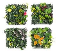 Jardín Vertical Artificial 4 Unidades 25x25cm, 1m², Panel Decorativo de Pared, Pantalla de Privacidad, Hojas de Estilo Tropical Realistas Planta de Decoración para Boda Terraza Hogar (25x25cm,D)