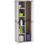 Jardin202 - Armario de 4 estantes de Resina | Escobero | Titanium Beige | 70x44x176 cm | (Beige)