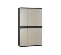 Jardin202 - Armario de Resina con Escobero | 3 Puertas y 4 Estantes | Almacenaje Exterior | Titanium Beige o Negro | 105x44x176 cm | (Negro)