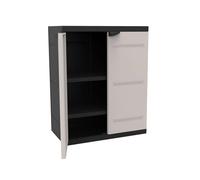 Jardin202 - Armario Medio de Resina | 2 Estantes Regulables | Almacenaje Bajo Terraza | Titanium Beige o Negro | 70x44x88 cm | (Negro)