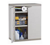 Jardin202 - Armario Medio de Resina | 2 Estantes Regulables | Almacenaje Bajo Terraza | Titanium Beige o Negro | 70x44x88 cm | (Beige)