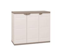 Jardin202 - Armario Medio de Resina | Titanium Beige | 3 Puertas y Baldas Regulables | 105x44x88 cm | (Beige)