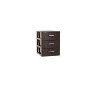 JARDIN202 - Cajonera de ordenación RATTAN de plástico | Efecto mimbre | Torre de almacenaje multiusos | 3 cajones (Wenguer)