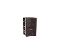 JARDIN202 - Cajonera de ordenación RATTAN de plástico | Efecto mimbre | Torre de almacenaje multiusos | 4 cajones (Wenguer)