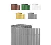 JARDIN202 - Cañizo PVC Doble Cara 1400gr/m² | Valla ocultación | Resistente a Rayos UV | Bridas Fijación Incluidas | 1x3m (Gris)