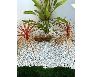 JARDIN202 - Canto rodado Blanco piedra de mármol | 25kg | Piedras decorativas para Jardín o espacios exteriores