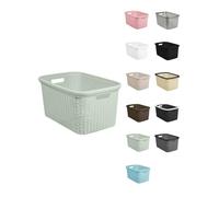 JARDIN202 - Cesta para la Colada 26 x 52 x 36 cm - Cesto ropa sucia - Cesta Rectangular con Asas diseño Mimbre | (Plata)
