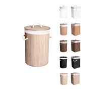 JARDIN202 - Cesto Ropa Sucia Bambú - Cesta de la Colada Plegable con Bolsa Extraíble y Asas - Cubo Ropa con tapa | Redondo (Haya)