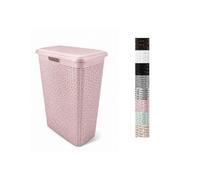 JARDIN202 - Cesto Ropa Sucia Pongotodo con Tapa y Asas | Cesta Colada Plástico Ratán | Cubo Ropa Sucia | Baño Dormitorio | 38L/48L/60L | 48 Litros (Rosa)
