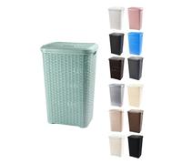 JARDIN202 - Cesto Ropa Sucia Pongotodo con Tapa y Asas | Cesta Colada Plástico Ratán | Cubo Ropa Sucia | Baño Dormitorio | 38L/48L/60L | 60 litros (Verde agua)