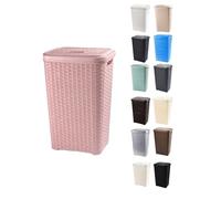 JARDIN202 - Cesto Ropa Sucia Pongotodo con Tapa y Asas | Cesta Colada Plástico Ratán | Cubo Ropa Sucia | Baño Dormitorio | 38L/48L/60L | 60 litros (Rosa)