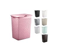 JARDIN202 - Cesto Ropa Sucia Pongotodo con Tapa y Asas | Cesta Colada Plástico Ratán | Cubo Ropa Sucia | Baño Dormitorio | 38L/48L/60L | 38 Litros (Rosa)