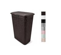 JARDIN202 - Cesto Ropa Sucia Pongotodo con Tapa y Asas | Cesta Colada Plástico Ratán | Cubo Ropa Sucia | Baño Dormitorio | 38L/48L/60L | 48 Litros (Wengué)