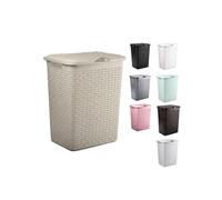 JARDIN202 - Cesto Ropa Sucia Pongotodo con Tapa y Asas | Cesta Colada Plástico Ratán | Cubo Ropa Sucia | Baño Dormitorio | 38L/48L/60L | 38 Litros (Marrón claro)