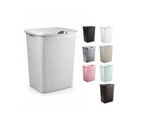 JARDIN202 - Cesto Ropa Sucia Pongotodo con Tapa y Asas | Cesta Colada Plástico Ratán | Cubo Ropa Sucia Ventilado | Baño Dormitorio | 38L/60L | 38 Litros (Gris)