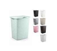 JARDIN202 - Cesto Ropa Sucia Pongotodo con Tapa y Asas | Cesta Colada Plástico Ratán | Cubo Ropa Sucia Ventilado | Baño Dormitorio | 38L/60L | 38 Litros (Verde agua)