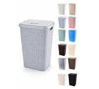 JARDIN202 - Cesto Ropa Sucia Pongotodo con Tapa y Asas | Cesta Colada Plástico Ratán | Cubo Ropa Sucia Ventilado | Baño Dormitorio | 38L/60L | 60 litros (Gris)