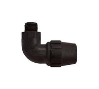 JARDIN202 - Codo Rosca Macho de Polietileno para Tubería de Riego por Goteo - Varias Medidas | 75mm x 2 1/2" (Unidad)