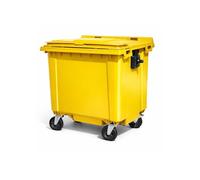 JARDIN202 - Contenedor de Basura Reciclables de Colores con Ruedas y Mango Antideslizantes | 120L, 240L, 360L, 800L y 1100L | 1100 L (Amarilla)