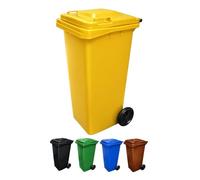 JARDIN202 - Contenedor de Basura Reciclables de Colores con Ruedas y Mango Antideslizantes | 120L, 240L, 360L, 800L y 1100L | 360 L (Amarilla)