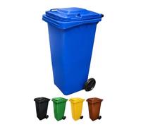 JARDIN202 - Contenedor de Basura Reciclables de Colores con Ruedas y Mango Antideslizantes | 120L, 240L, 360L, 800L y 1100L | 120 L (Azul)