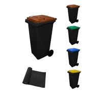 JARDIN202 - Contenedor de basura reciclables Ecodiseño 120L 2 ruedas | 120 L + Bolsas (TAPA MARRÓN)