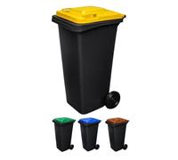 JARDIN202 - Contenedor de basura reciclables Ecodiseño 120L 2 ruedas | 120 L (TAPA AMARILLA)