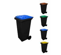 JARDIN202 - Contenedor de basura reciclables Ecodiseño 120L 2 ruedas | 120 L (TAPA AZUL)