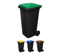 JARDIN202 - Contenedor de basura reciclables Ecodiseño 120L 2 ruedas | 120 L (TAPA VERDE)