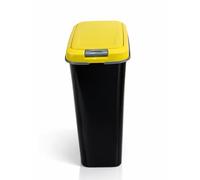 Jardin202 - Contenedor para reciclaje 25L estrecho | Diseño compacto con tapa de muelle | Optimización de espacios en cocina y hogar | 25 L (Amarillo - Negro)
