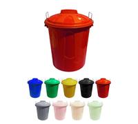 JARDIN202 - Cubo Basura de plástico con Tapadera | Cubo almacenaje y reciclar Red 70 liters